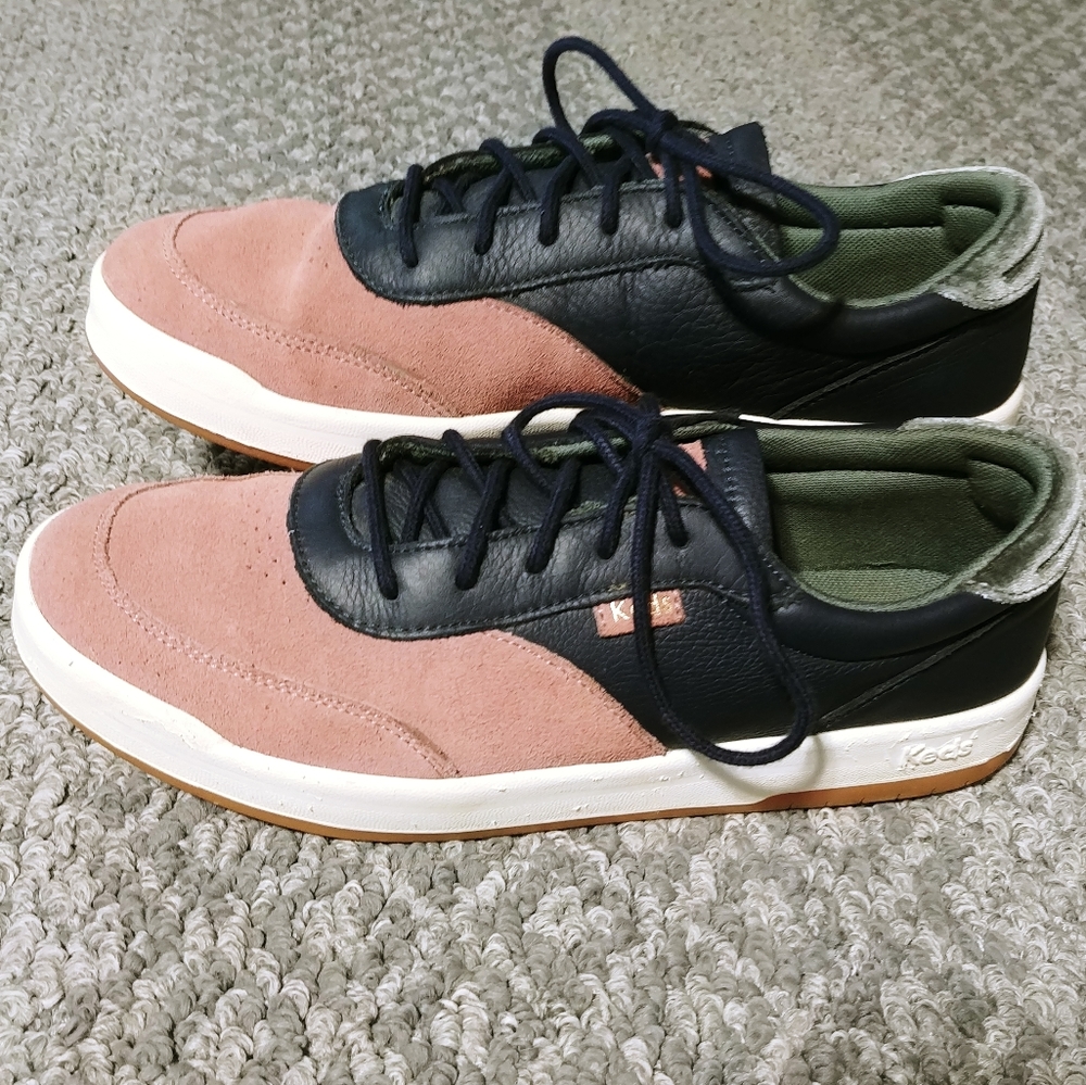 Keds Women's 7 Suede & Leather Shoes. Navy Blue & Plum Mauve Sneakers.